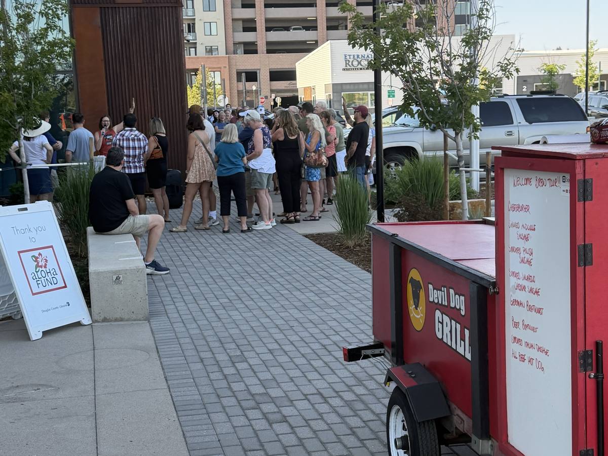 Guests lined up at a Devil Dog Grill event in Denver