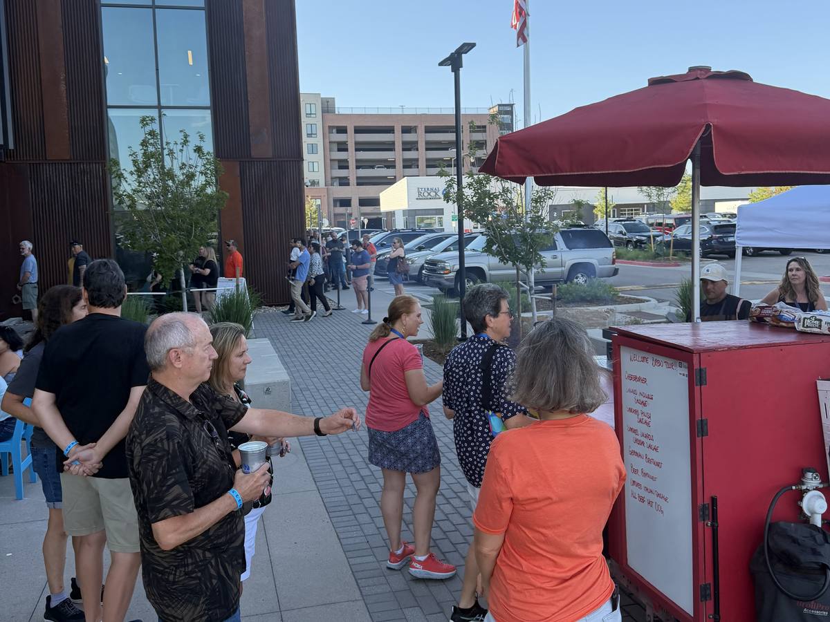 Guests ordering at the Devil Dog Grill cart